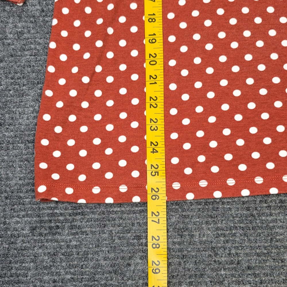 Kim Rogers Polka Dot V-Neck Top Women's Size XL Rust Orange 3/4 Sleeve Cotton - Picture 6 of 7